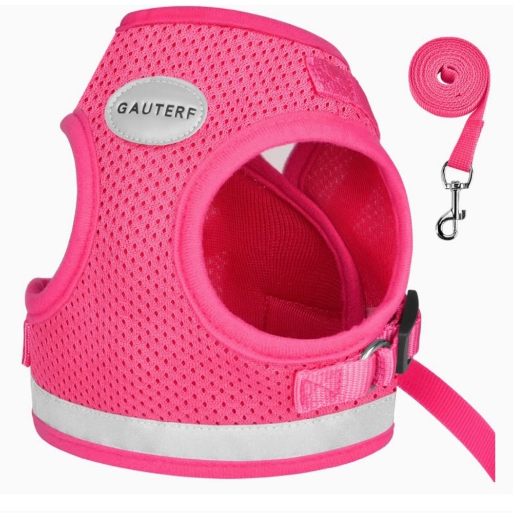 Kitten Harness w/ Leash Set, Escape Proof, Adjustable Reflective Soft Mesh Vest